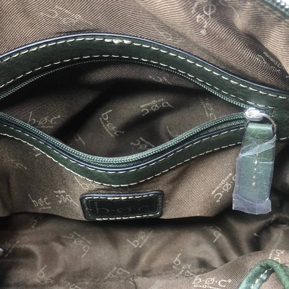 BOC Dark Olive Green Crossbody Adjustable Strap Silver Hardware Zipper Pockets